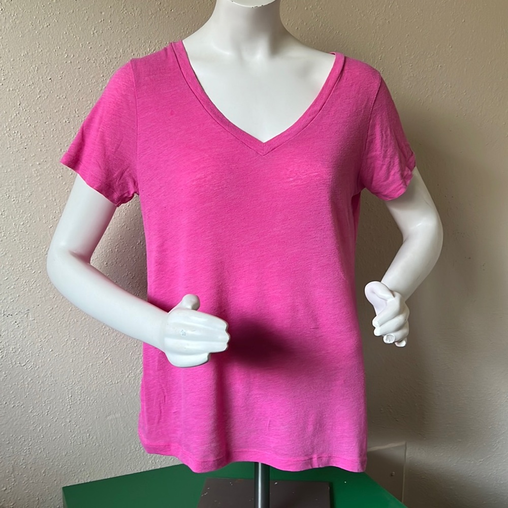 Hot Pink V-neck Tee